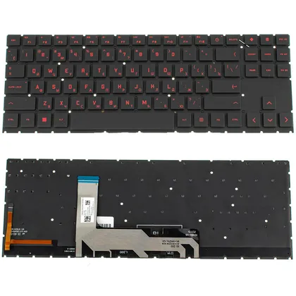 фото, Клавіатура для ноутбука HP (Omen: 15-EK series) rus, black, без фрейму, підсвічування клавіш (RGB RED) (ОРИГІНАЛ)