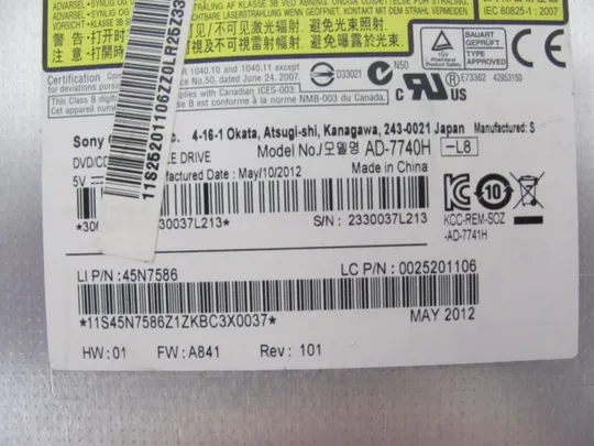 №261-10 DVD-привод 45N7586 для Lenovo Z480 Z485 Z580 Z585 оригінал Продаж