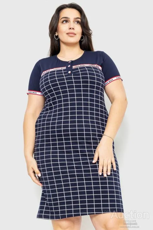 Платье в клетку повседневное, цвет темно-синий, 231R6404 Ціна