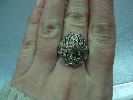 Кольцо женское ажурное сердечко серебро 925 проба ссср вес 6,55 г размер 17,5 (нет 3 камушка) №15004 Характеристики