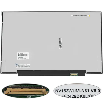 фото, Матриця 15.3" NV153WUM-N61 (1920*1200, 30pin(eDP, IPS, 100% sRGB), LED, SLIM(без планок та вушок), матова, роз'єм праворуч внизу)