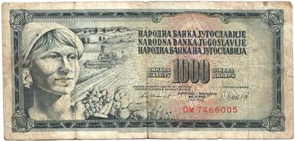 фото, 1000 динарів 1981 року Югославія [М]