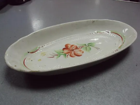 Тарелка блюдо Барановка фарфор узор цветок и листья высота 3,5 см длина 26 см №10746 Ціна