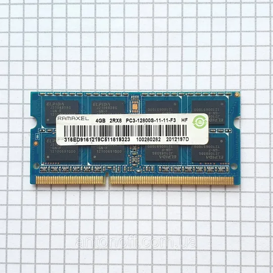 Модуль пам&#039;яті Elpida Ramaxel 4GB 2RX8 PC3-12800S (DDR3) RMT3160ED58E9W1600 для ноутбука Ціна