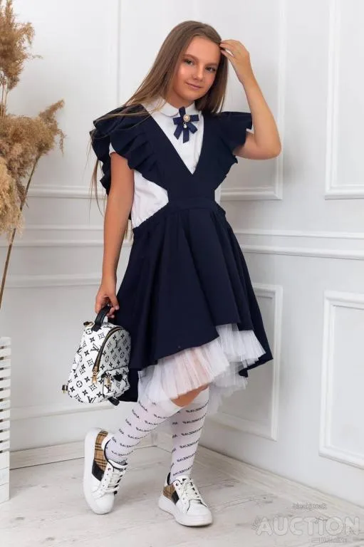 Купити Сарафан для дівчинки колір темно синій