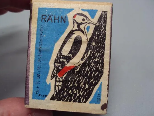 Спички птица дятел на дереве Rahn Vildano Metsakono 1956 коробок спичек длина 5,5 см №13517 Інтернет-аукціон