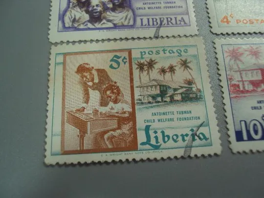 марки серия Либерия 1957 Благотворительный фонд Табмен Помощь детям авиапочта лот 4 шт гаш №2682 Інтернет-аукціон