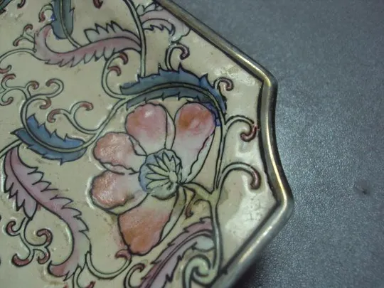 Декоративная трофейная тарелка Япония фарфор узор цветы  размер 20 х 20 см, кракелюры №242 Інтернет-аукціон