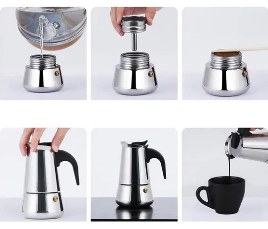 Гейзерная кофеварка "Генуя", нержавеющая сталь На 4 чашки Інтернет-аукціон