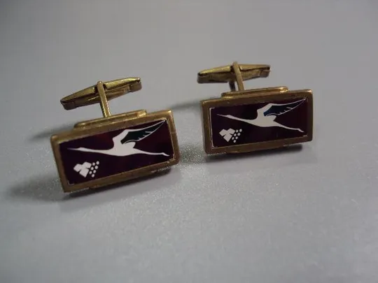 бижутерия запонки прямоугольные аист журавль лелека №10821 Ціна