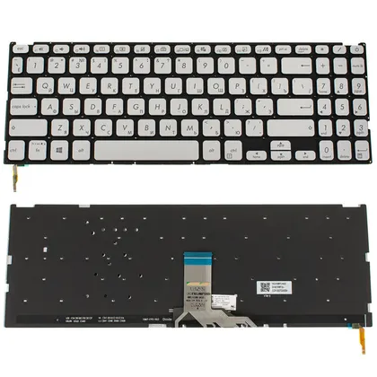фото, Клавіатура для ноутбука ASUS (X509 series) rus, silver, без кадру, підсвічування клавіш