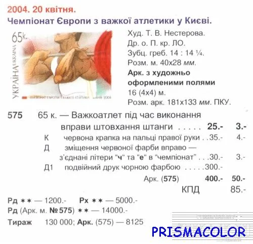 Купити ** УКРАИНА 2004 лист Спорт Тяжелая атлетика
