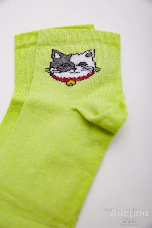Женские носки, салатового цвета с принтом, средней длины, 167R346 З аукціону