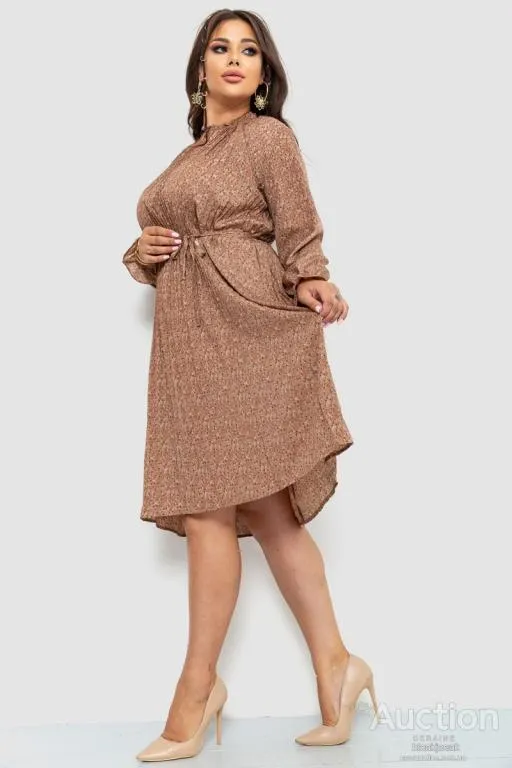 Платье шифоновое  свободного кроя, цвет мокко, 204R701-1 З аукціону