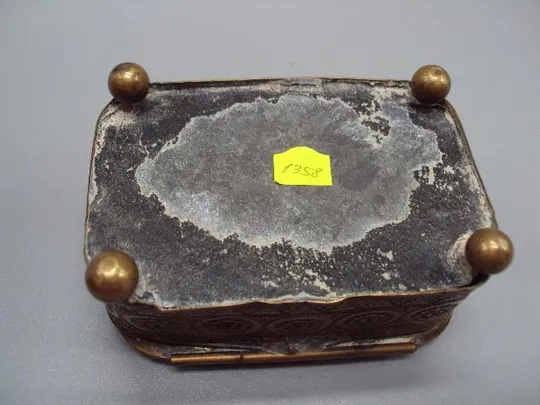 Шкатулка для украшений прямоугольная стекло, металл латунь старинная высота 4,3 см (№1358) Характеристики