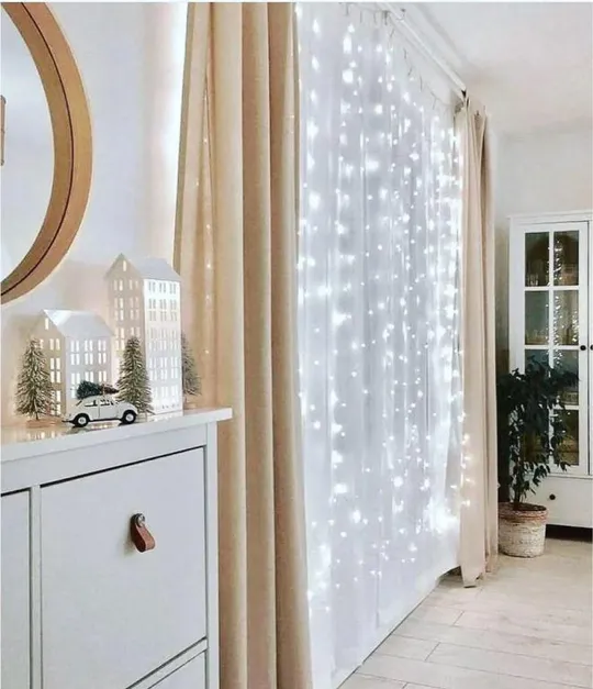 Гирлянда штора Роса + пульт, 3x2м, 400 LED, от USB и сети 220В, 20 нитей, 8 режимов Де купити