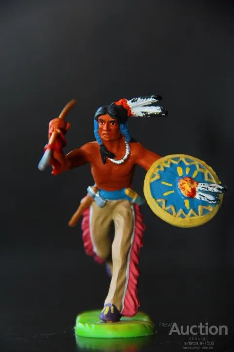 ІНДІАНЕЦЬ ЗІ СПИСОМ № 6827 индеец ELASTOLIN 70мм ФРГ Ціна