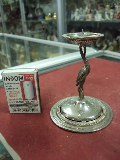 Подсвечник птица аист лелека цапля серебро 84 г Ціна