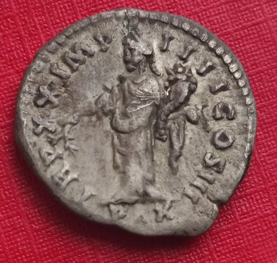 Купити Монета Рима Богиня Мира с оливковой ветвью и рогом изобилия, Марк Аврелий, денарий, серебро psb48