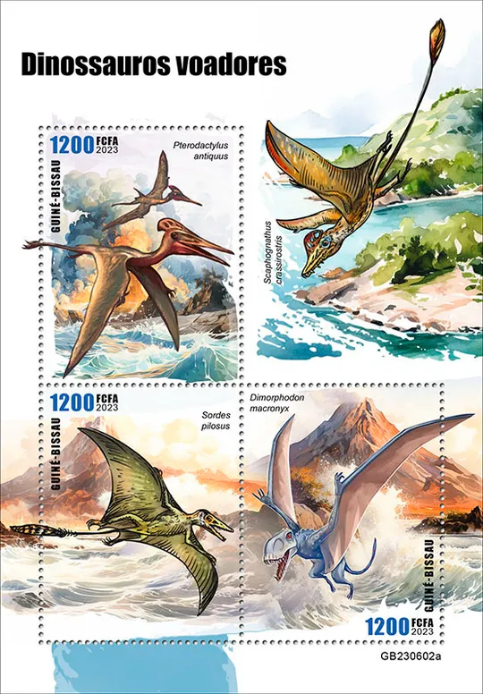 Гвинея Бисау- Летающие Динозавры-2023.Чистый полный красивый комплект. З аукціону