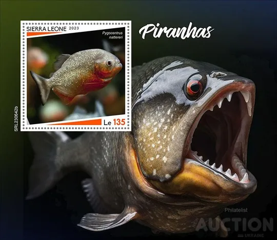 Сьерра Леоне-Рыбы-Пираньи-2023. Чистый полный красивый комплект.MNH. Ціна