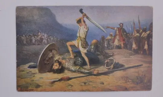 Царизм, Редкая старинная открытка "Давид побеждает Голиафа", ct271 Ціна