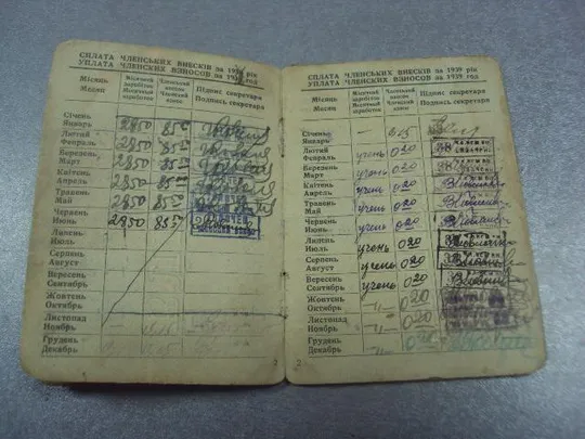 комсомольский билет 1938 харьковская область №14114 З аукціону