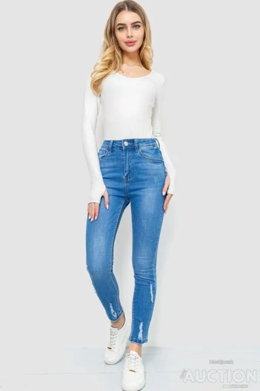 Купити Джинсы женские с потертостями, цвет синий, 214R1532