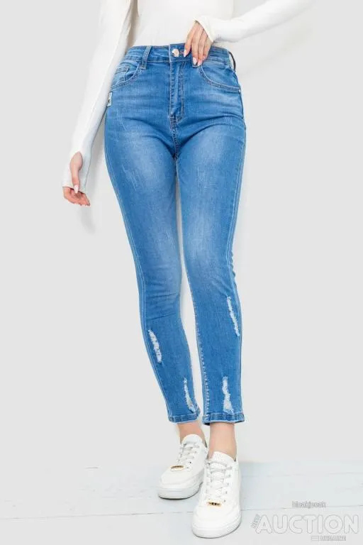 Джинсы женские с потертостями, цвет синий, 214R1532 Ціна
