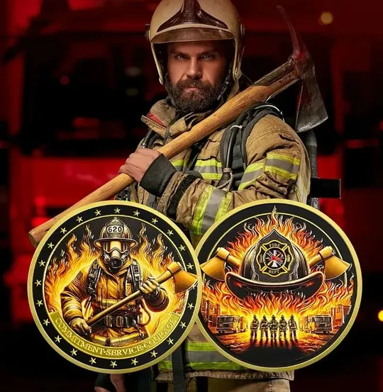 Сувенірна монета:  Пожежник " Хоробрість та відданість ". З аукціону