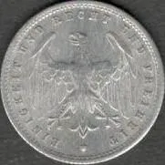 ХАЛЯВА !!! Треий рейх 200 марок "F" 1923 г.  31 янв. 1922 г. приход к власти Гитлера. Первая монета. З аукціону