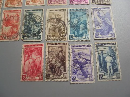 Купити марки Италия 1950 профессии стандарт ткачиха ремесло корова рыболовство серия лот 28 шт гаш №2835
