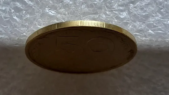 (5164) 50 копійок 1992 1АВм брак "дві полоски" на реверсі (50 копеек 1992 царапина штемпеля) Недорого