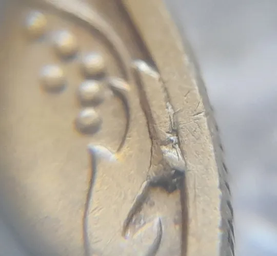 (2186) 10 копійок 2008 викрошки на реверсі між 2 гр. та кантом (лишній метал) (10 копеек 2008) Інтернет-аукціон