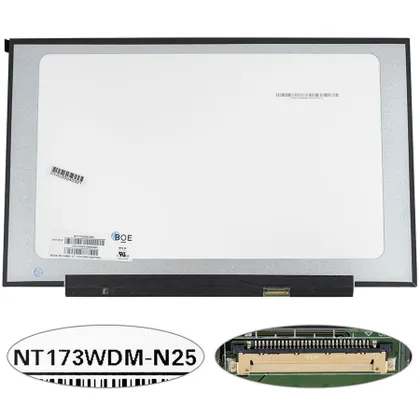 фото, Матриця 17.3" NT173WDM-N25 (1600*900, 30pin(eDP), LED, SLIM(без планок та вушок), матова, роз'єм справа внизу) для ноутбука