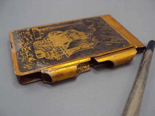 Блокнот парусник корабль металл записная книжка длина 8,5 см №13545 Де купити