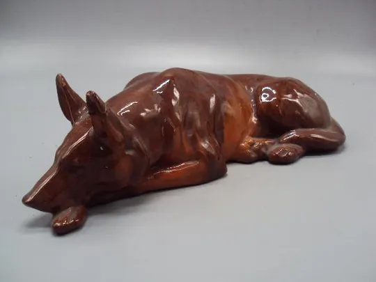 Фигура керамика Рябовский завод Б.Я.Воробьёв РЗКИ собака овчарка собачка 8х25,5 см №177 Ціна