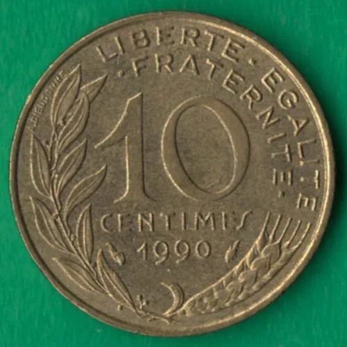 10 сантимів 1990 року Франція [М] Ціна