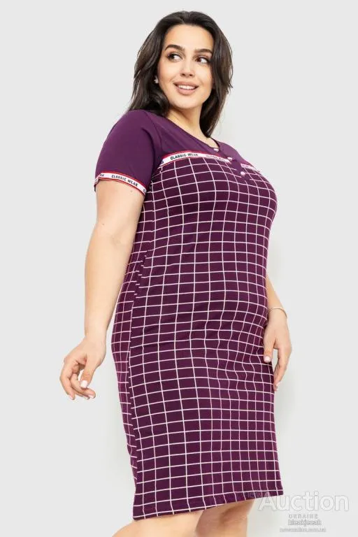Платье в клетку повседневное, цвет темно-фиолетовый, 231R6404 З аукціону