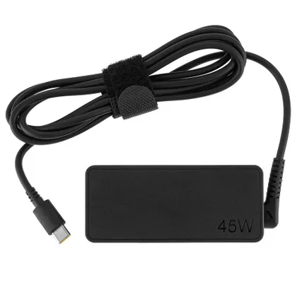 фото, Оригінальний блок живлення для ноутбука LENOVO TYPE-C 45W, Black, RECTANGULAR