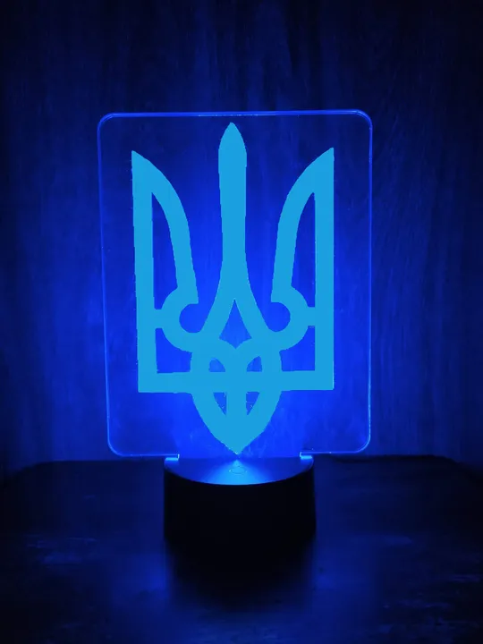 Акриловий світильник-нічник Тризуб синій tty-n000429 Ціна