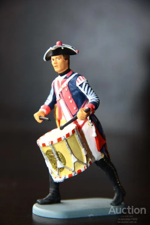 американец пруссак БАРАБАНЩИК PREISER ELASTOLIN 70мм ФРГ №54134 З аукціону