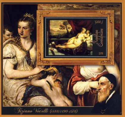 фото, ЦАР-Живопись- Тициано Вечелли -2011.Чистый  красивый Блок.MNH.