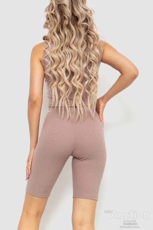 Костюм женский в рубчик повседневный, цвет темно-бежевый, 214R700 Продаж