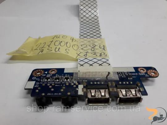 USB, Audio, роз'єми для ноутбука Asus X73B, *LS-7323P, б/в Ціна