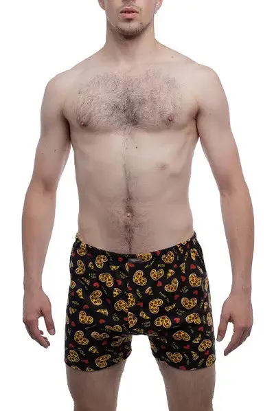 Чоловічі боксери із 100% бавовни сімейні Bono облягаючі МО 000270 принт Піцца pizza чорні 56 Ціна