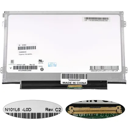 фото, Матриця 10.1 N101L6-L0D (1024*600, 40pin, LED, SLIM (горизонтальні вушки), глянцева, роз'єм праворуч знизу) для ноутбука (renew)