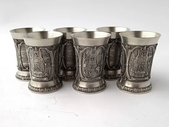 Олов&#039;яні чарки рюмки К. Шпіцвег 6 штук 50 мл WMF Germany Yz12 З аукціону