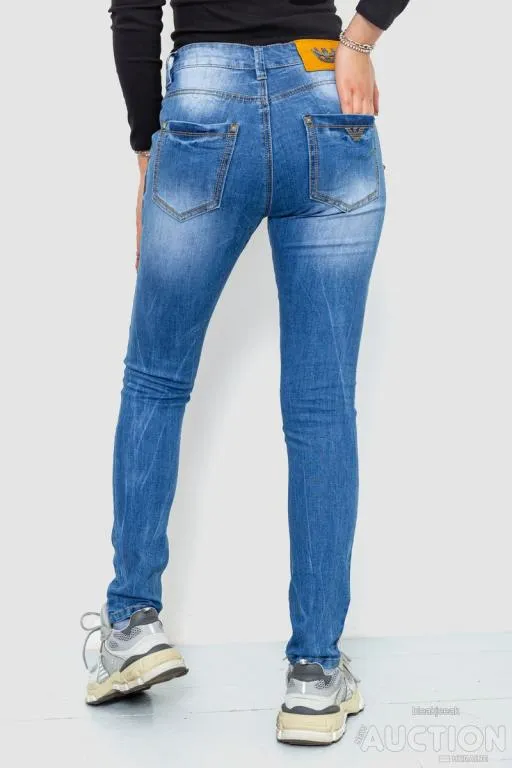 Джинсы женские с потертостями, цвет синий, 244RS08 Продаж