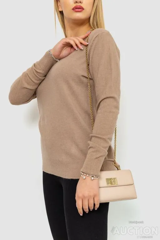 Кофта женский однотонный повседневный, цвет мокко, 244R2033 З аукціону